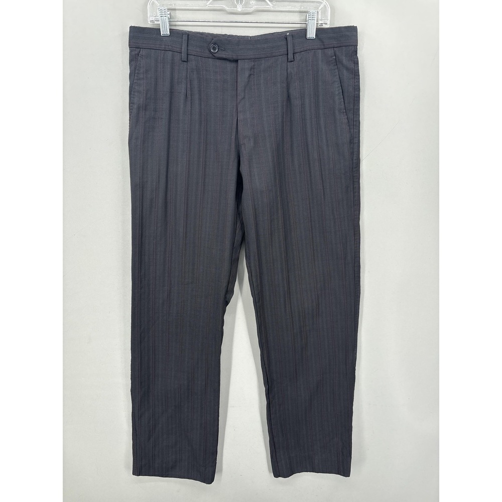Dolce & Gabbana Dress Pants Mens 34x31 Black Wool Pinstripe Pleated Lined Italy
